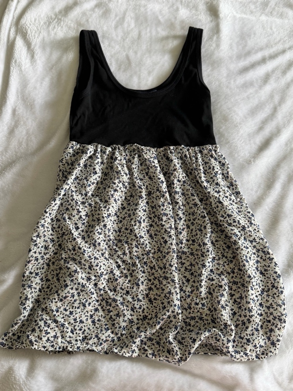 Brandy Melville Black Top with White Floral Skirt